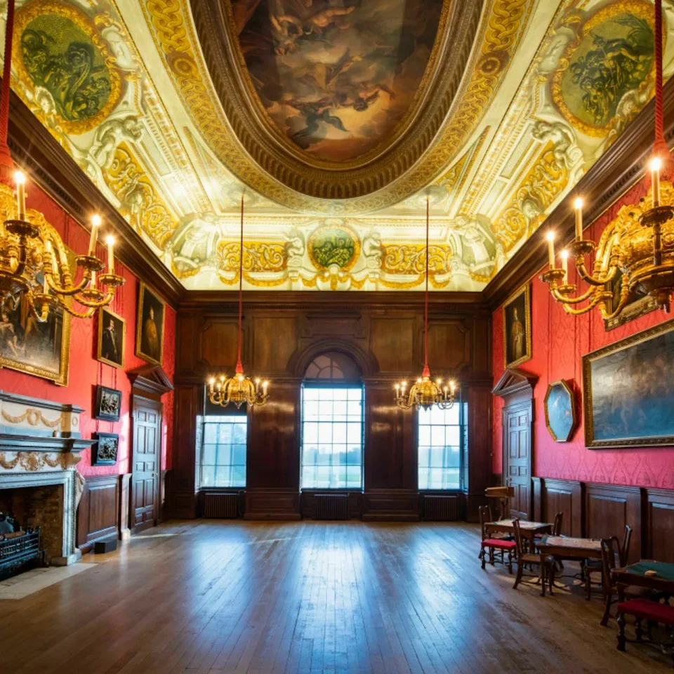 Quadri e soffitto decorato all’interno di Kensington Palace